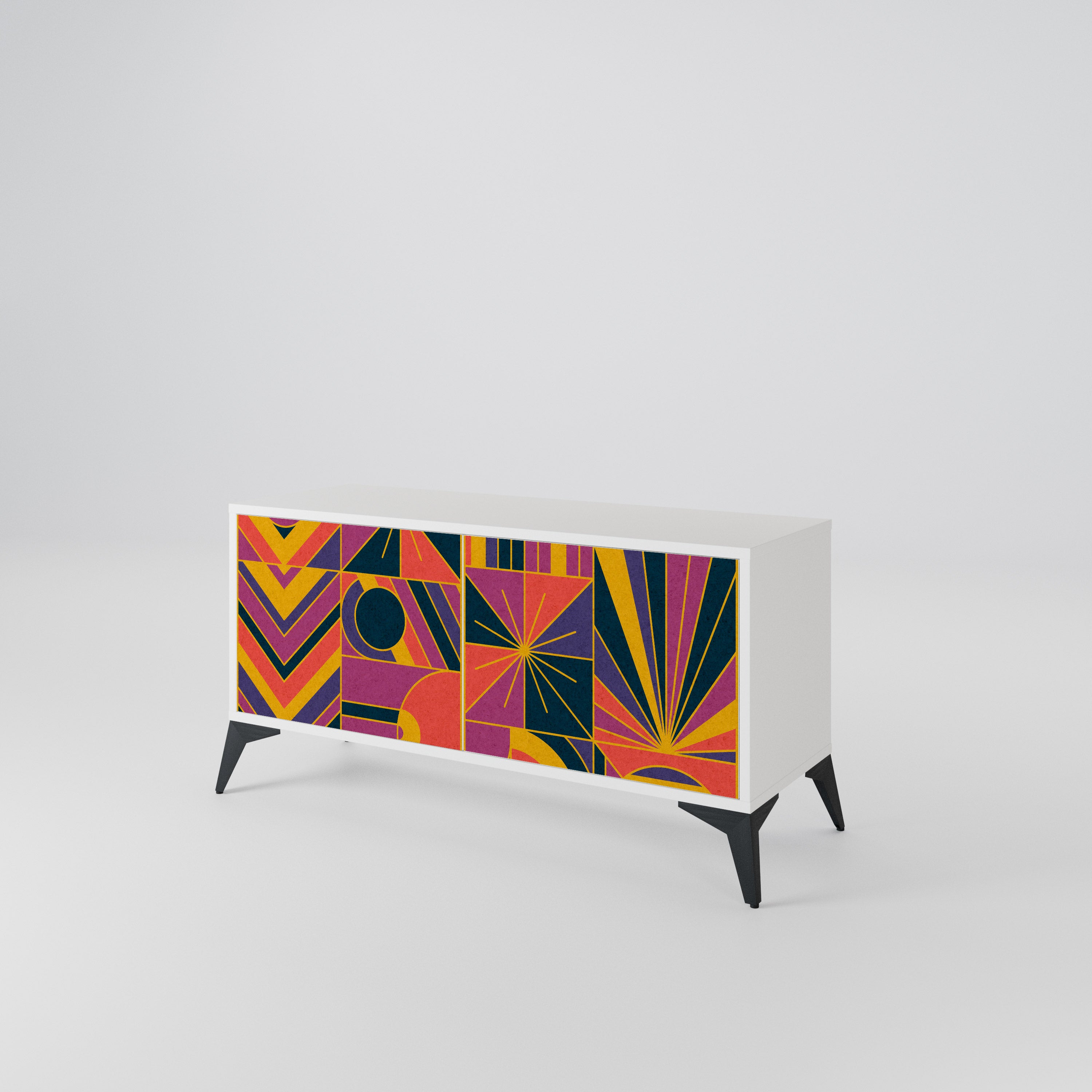 ELECTRIC PATTERNS Compact 2-Door TV Cabinet