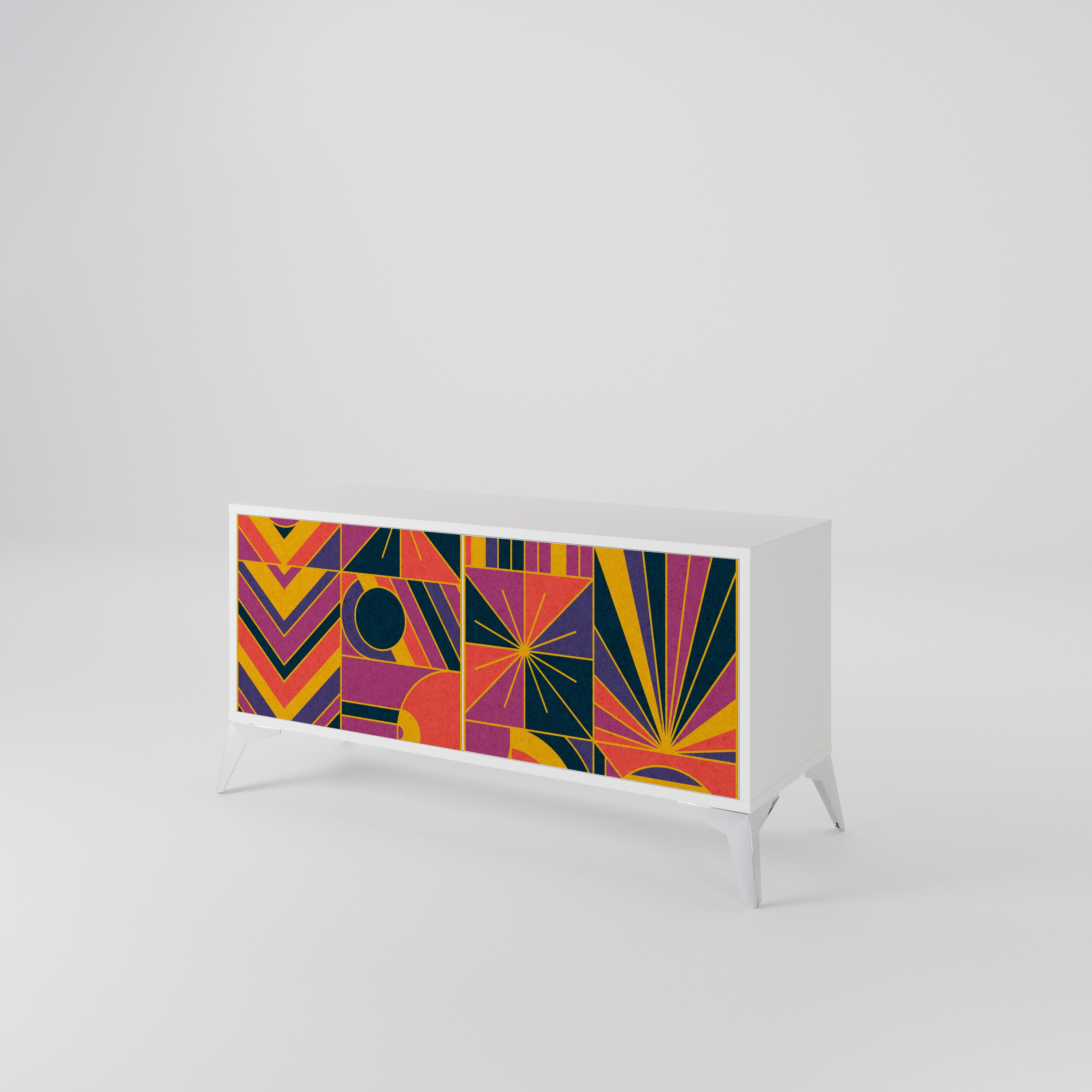 ELECTRIC PATTERNS Compact 2-Door TV Cabinet