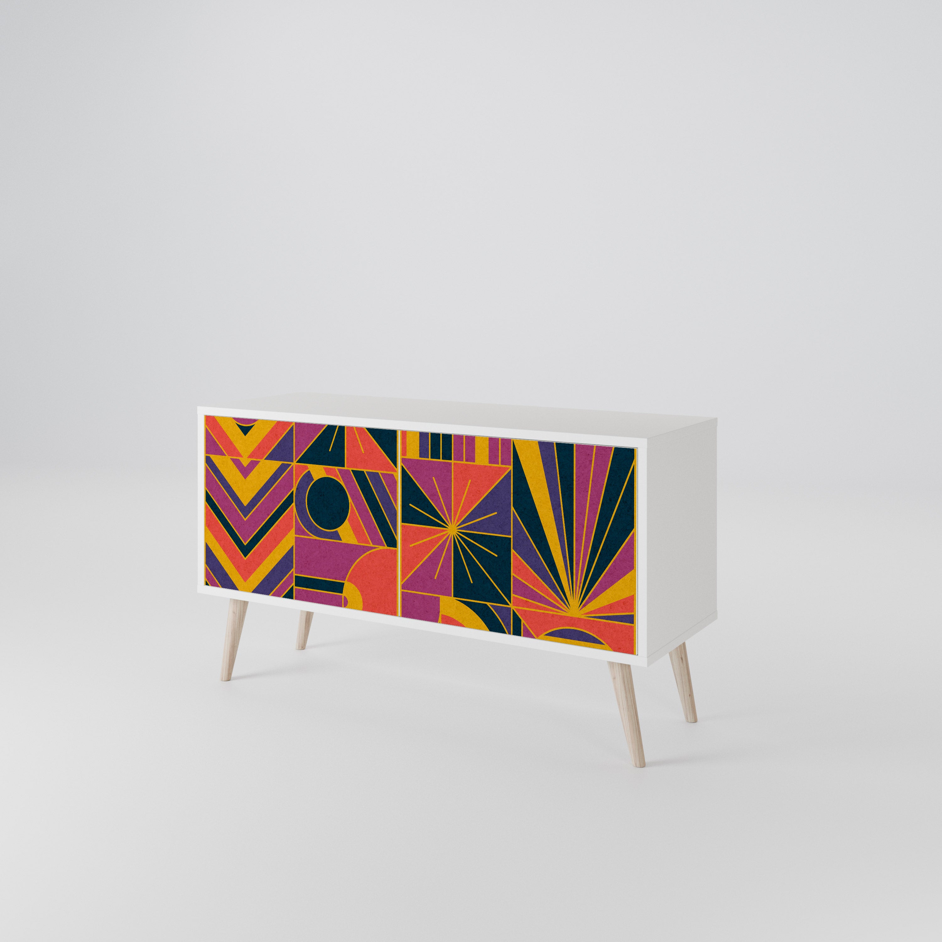 ELECTRIC PATTERNS Compact 2-Door TV Cabinet