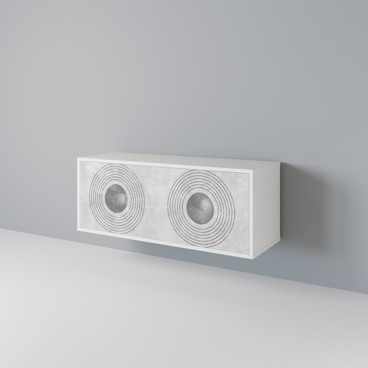 SOLID CIRCLES Kompakt TV-bänk med 2 dörrar