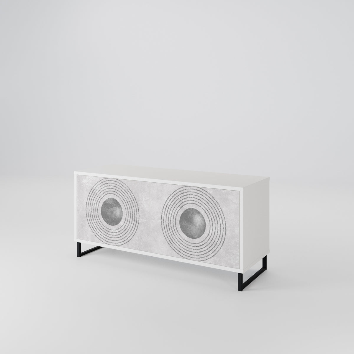SOLID CIRCLES Kompakt TV-bänk med 2 dörrar