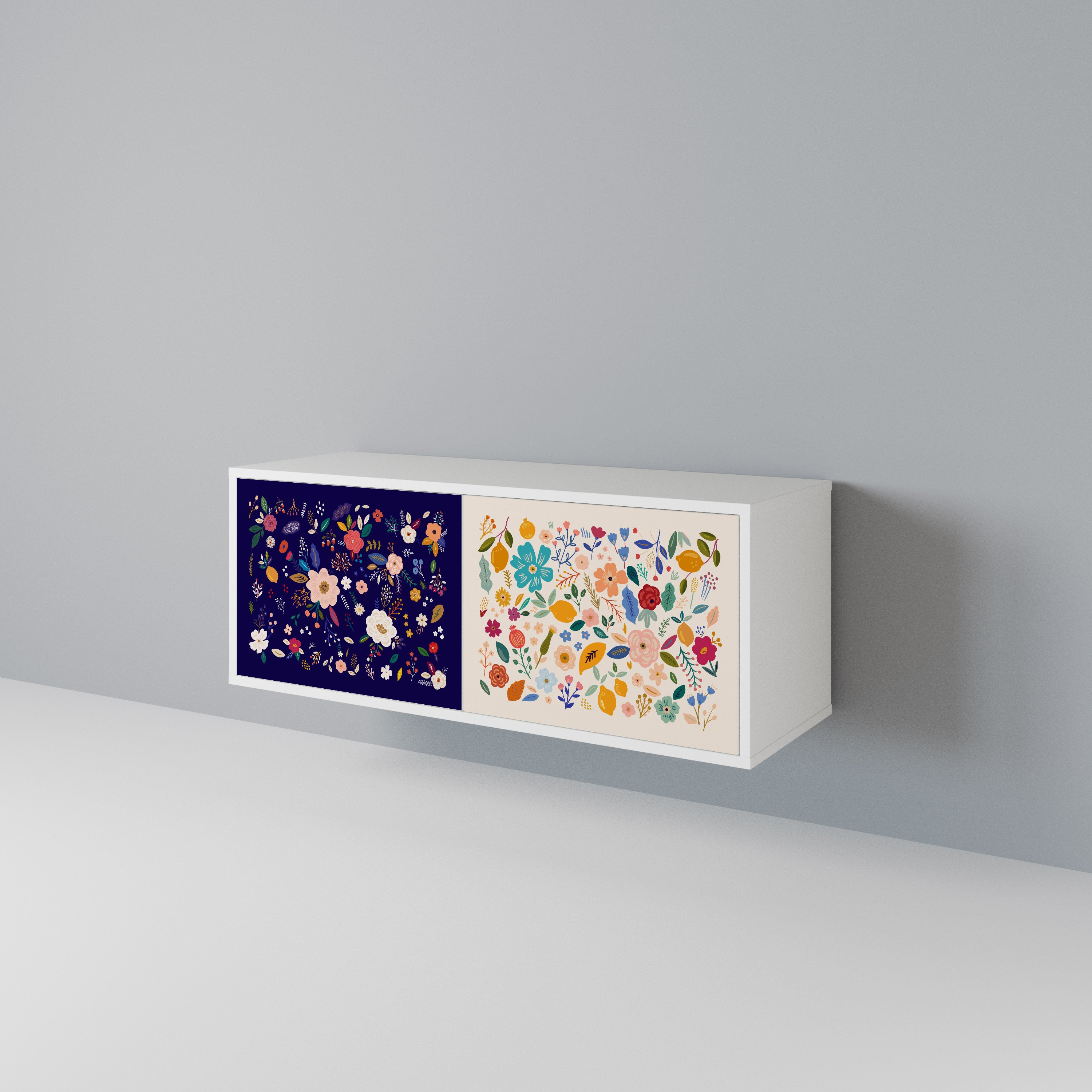 FLORAL COMBINATION Compact 2-Door TV Cabinet
