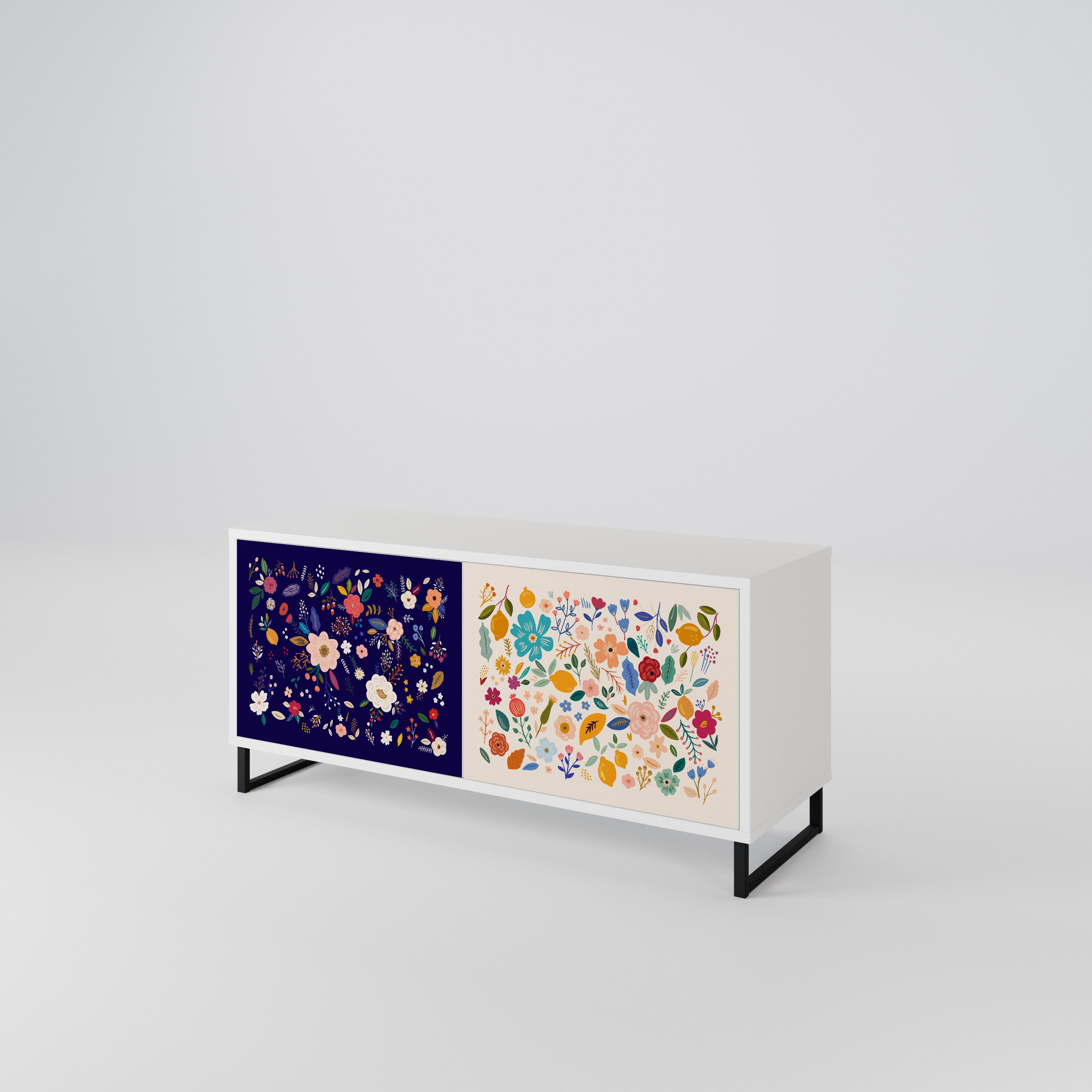 FLORAL COMBINATION Compact 2-Door TV Cabinet