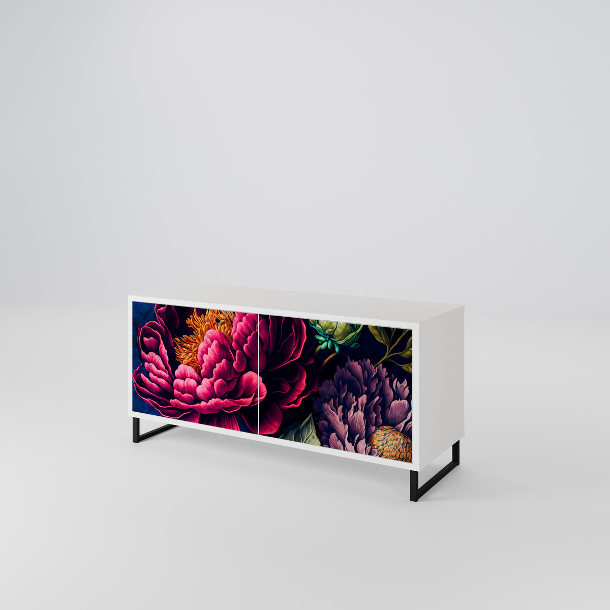 BLOOMING ELEGANCE Compact 2-Door TV Cabinet