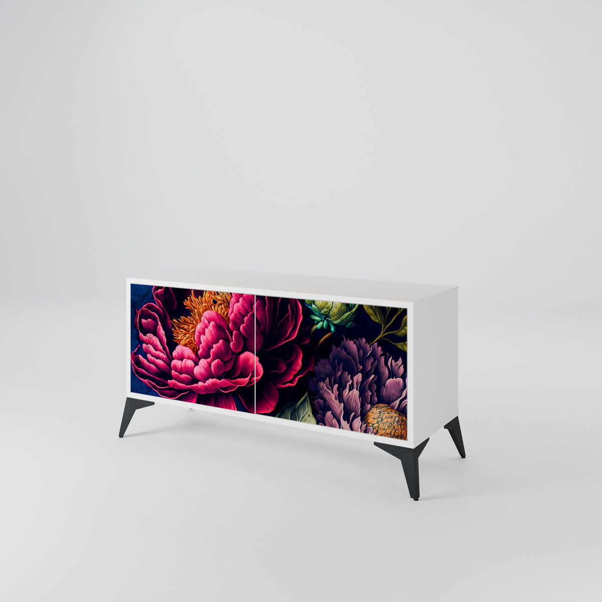 BLOOMING ELEGANCE Compact 2-Door TV Cabinet