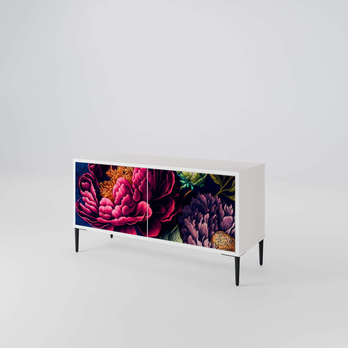 BLOOMING ELEGANCE Compact 2-Door TV Cabinet