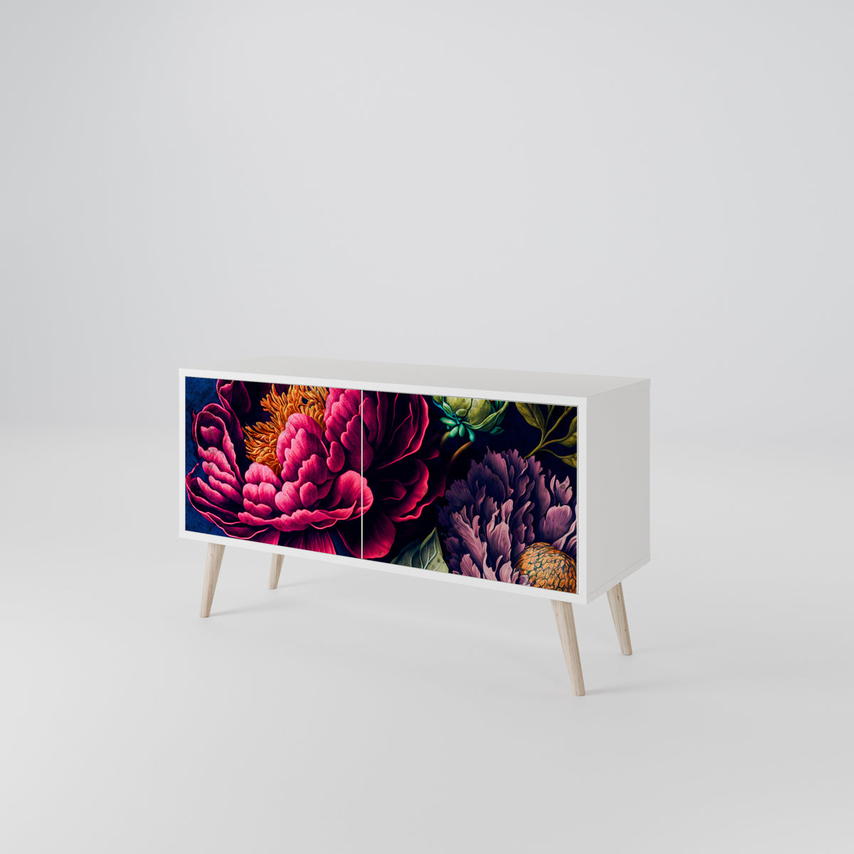 BLOOMING ELEGANCE Compact 2-Door TV Cabinet