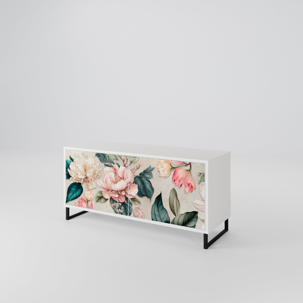 FLORAL GRACE Compact 2-Door TV Cabinet