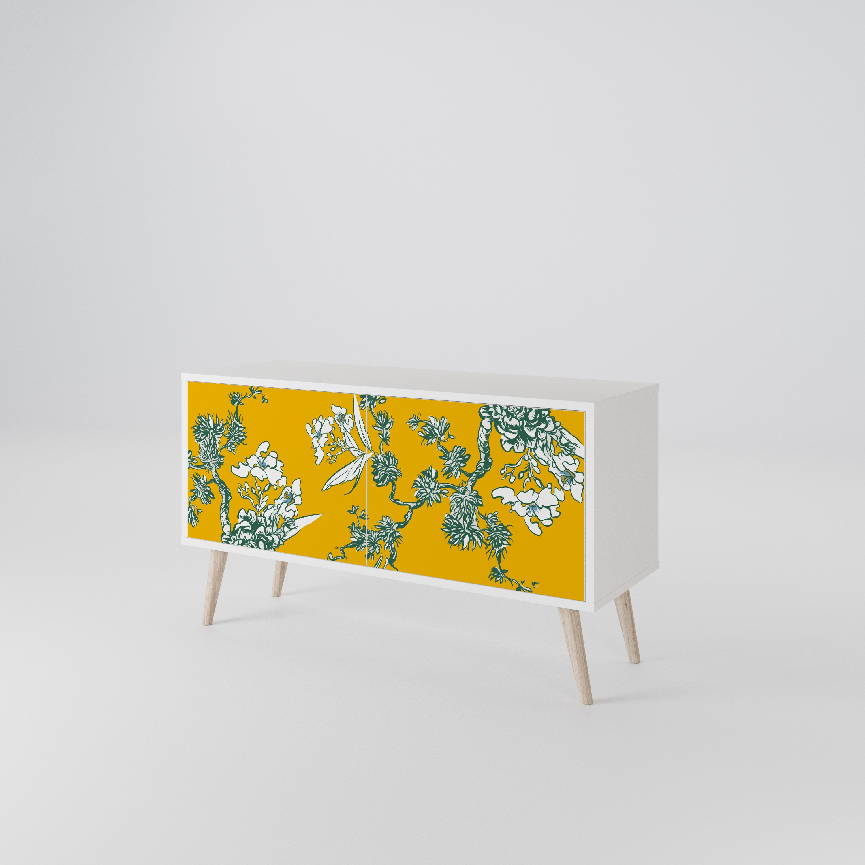 YELLOW CHINOISERIE Kompaktní dvoudveřový TV stolek