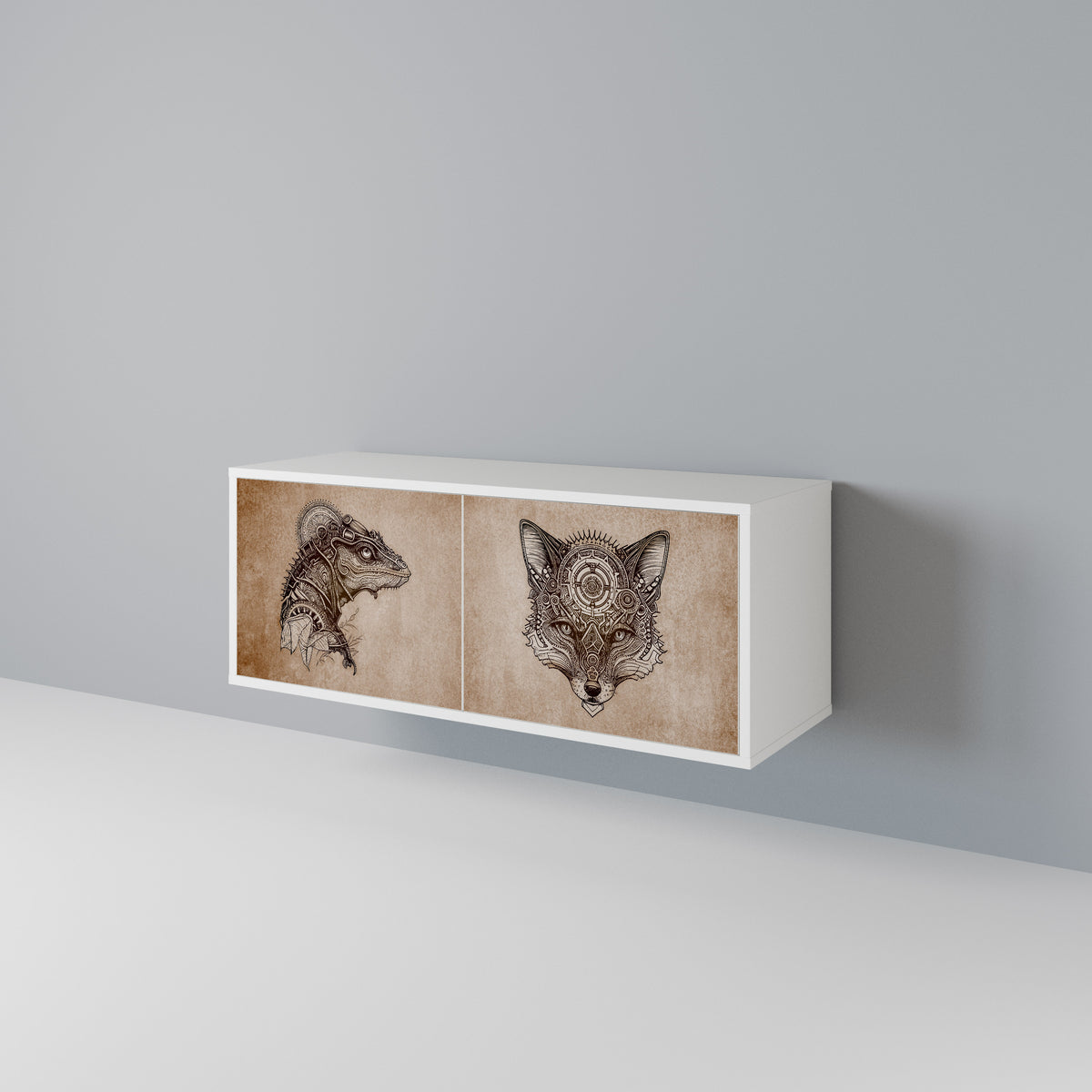 STEAMPUNK CLAN Mueble de TV Compacto de 2 puertas