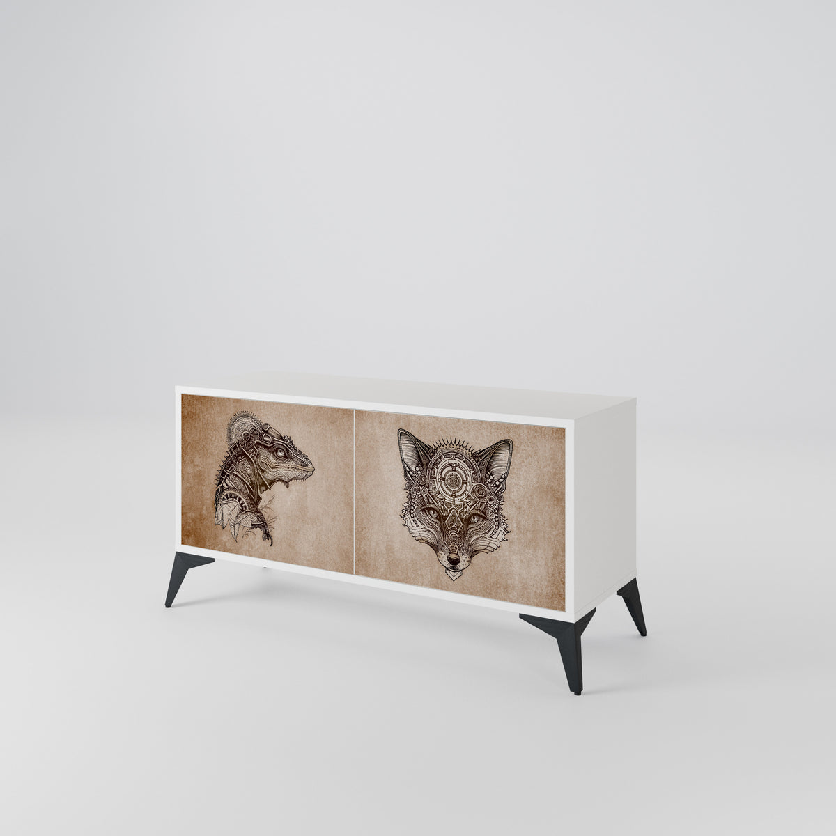 STEAMPUNK CLAN Mueble de TV Compacto de 2 puertas