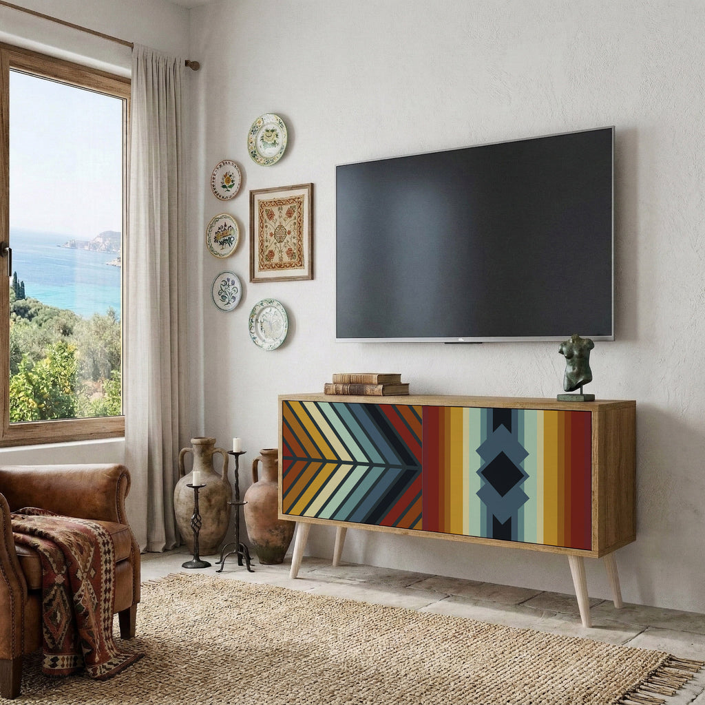 INDIGENOUS ZIGZAG Kompakt TV-bänk med 2 dörrar