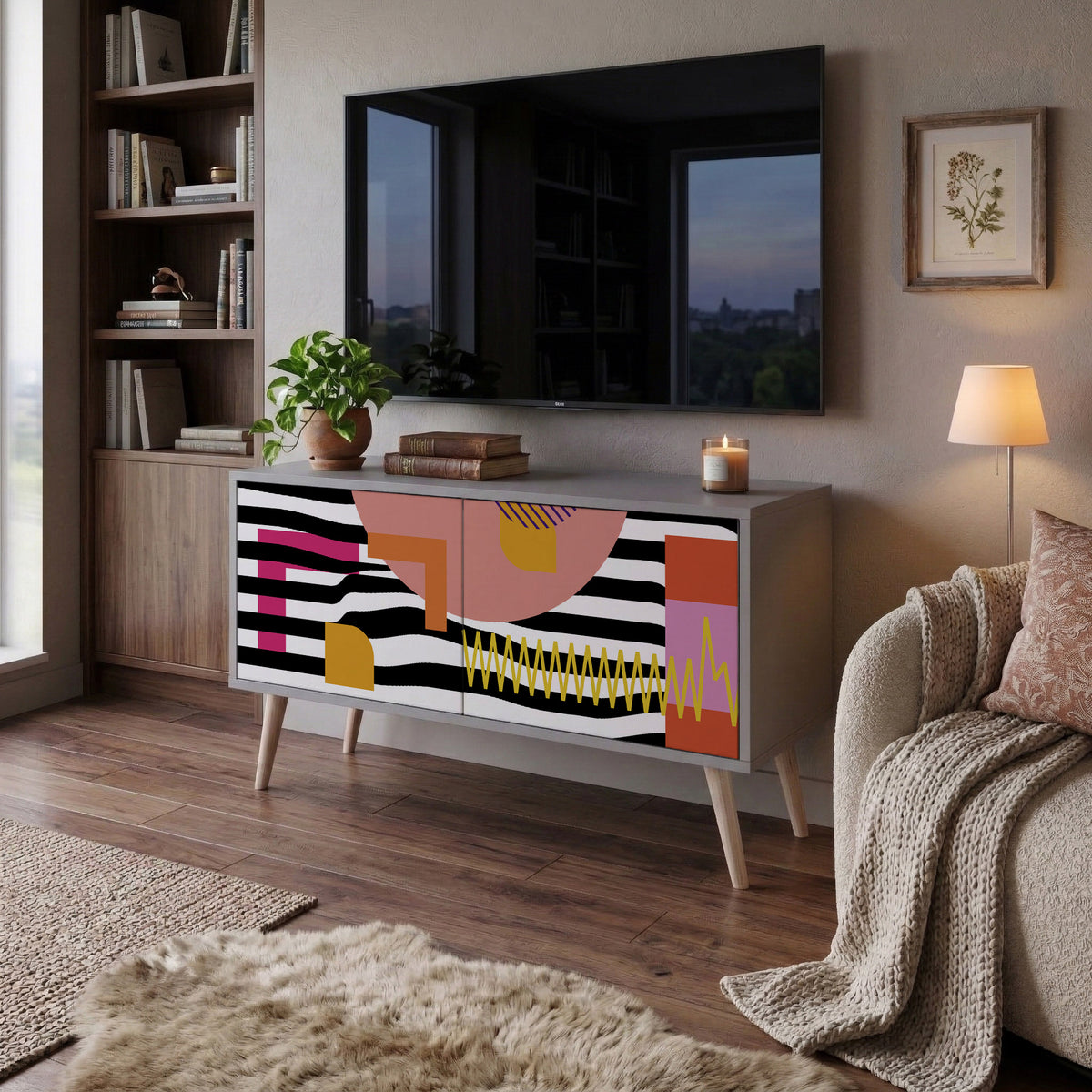 CHROMATIC ABSTRACT Mobile TV Compatto a 2 Ante