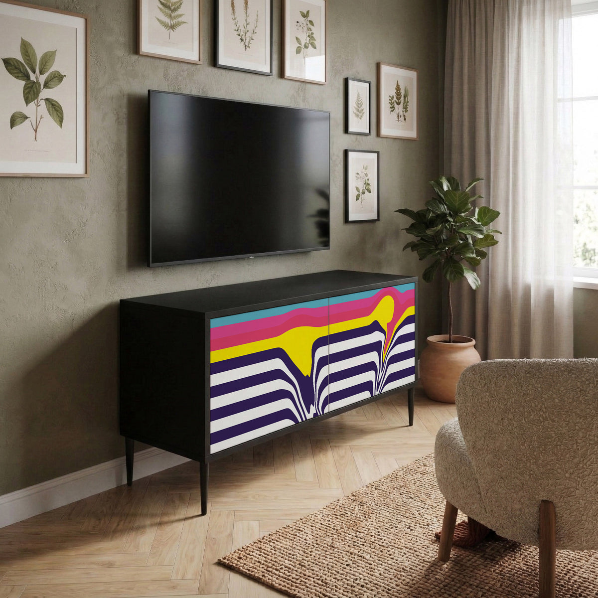 COLORFUL DIVERSION Kompaktní dvoudveřový TV stolek