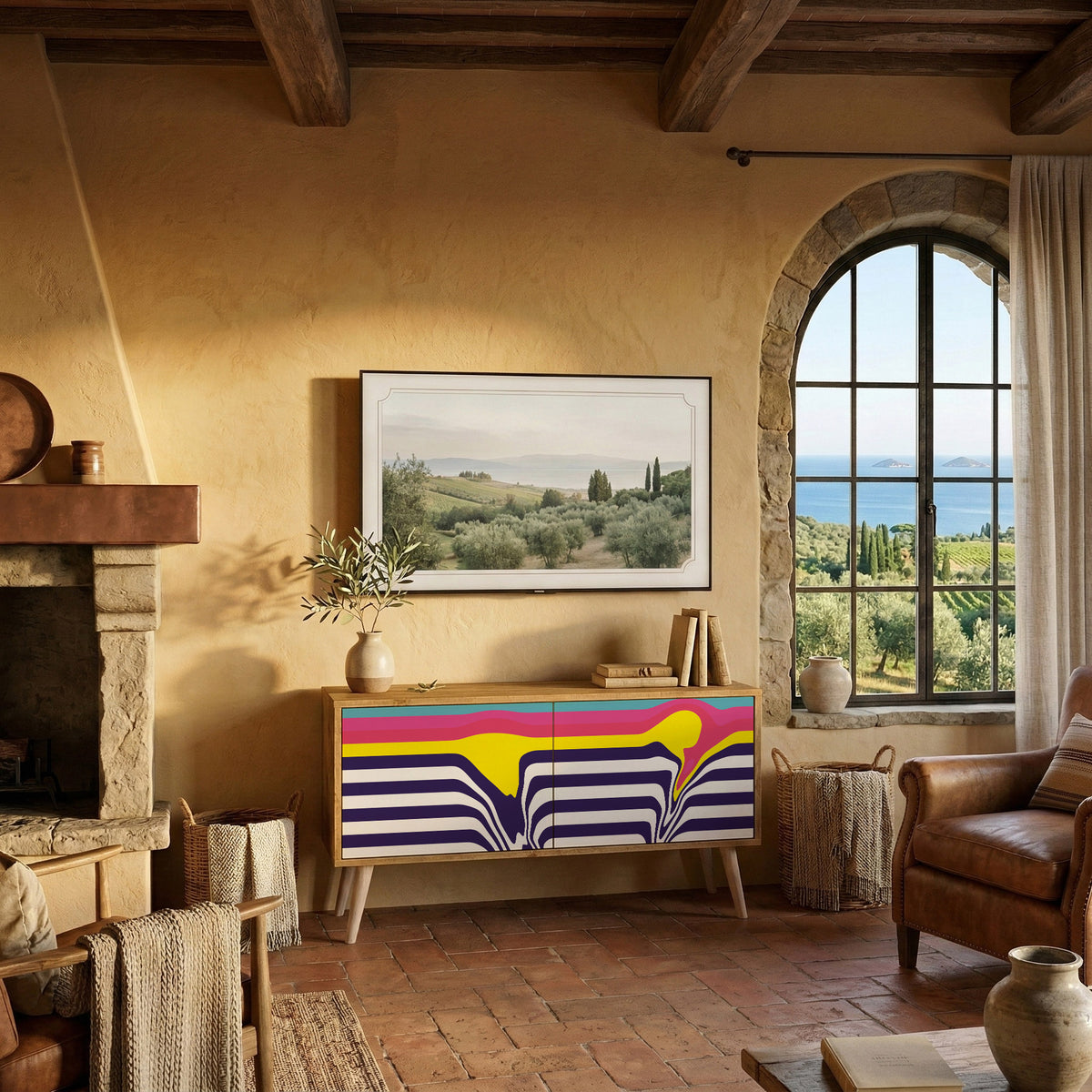 COLORFUL DIVERSION Kompaktní dvoudveřový TV stolek