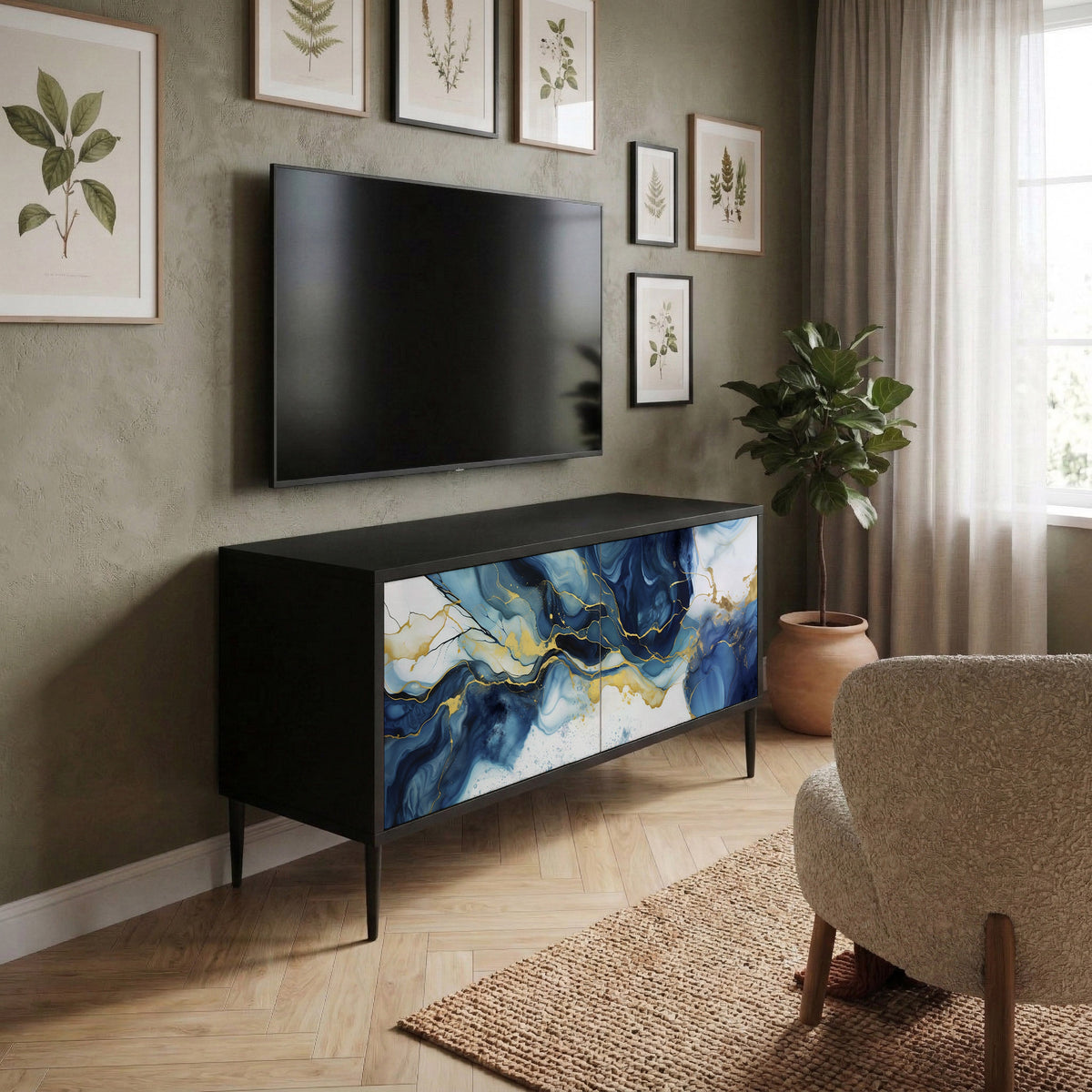 INKY MARBLE Kompaktes 2-türiges TV-Lowboard