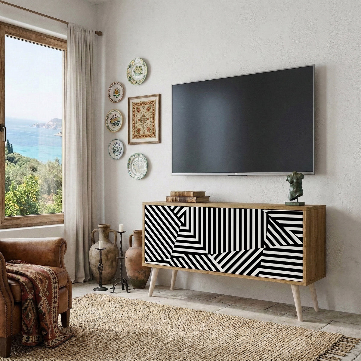 ILLUSIONARY LATTICE Kompaktes 2-türiges TV-Lowboard