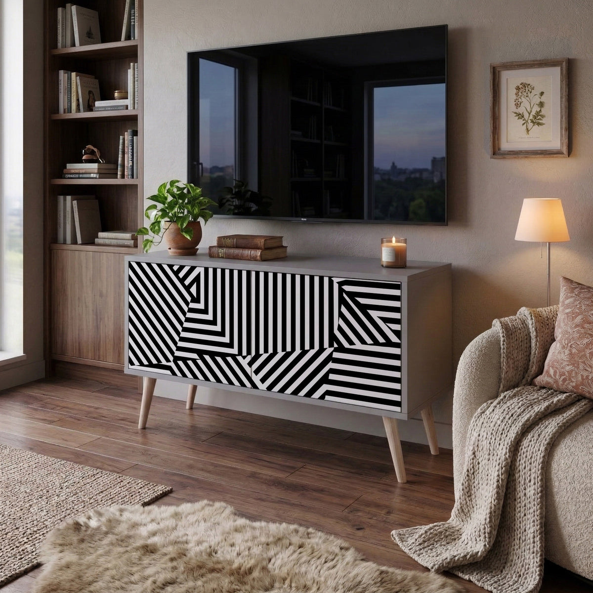 ILLUSIONARY LATTICE Mueble de TV Compacto de 2 puertas