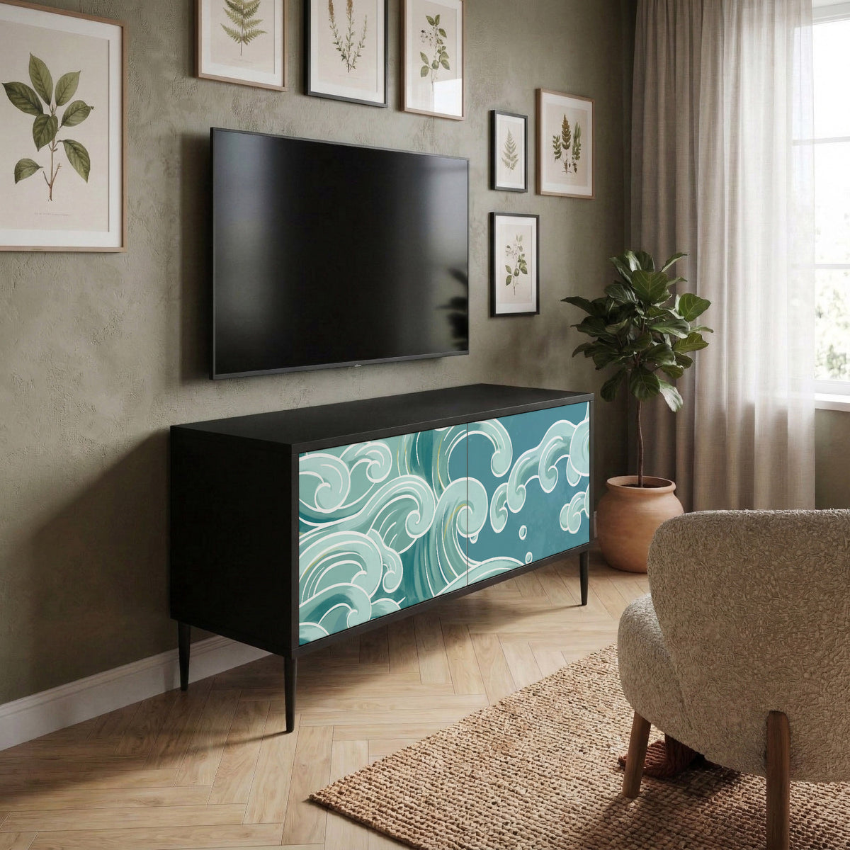 ASIAN SWAY Compact 2-Door TV Cabinet