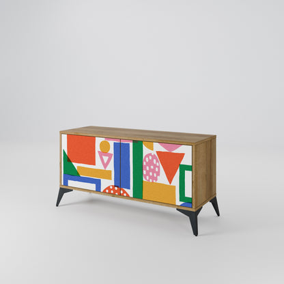 GEOMETRIC GLIMMER Kompakt TV-bänk med 2 dörrar