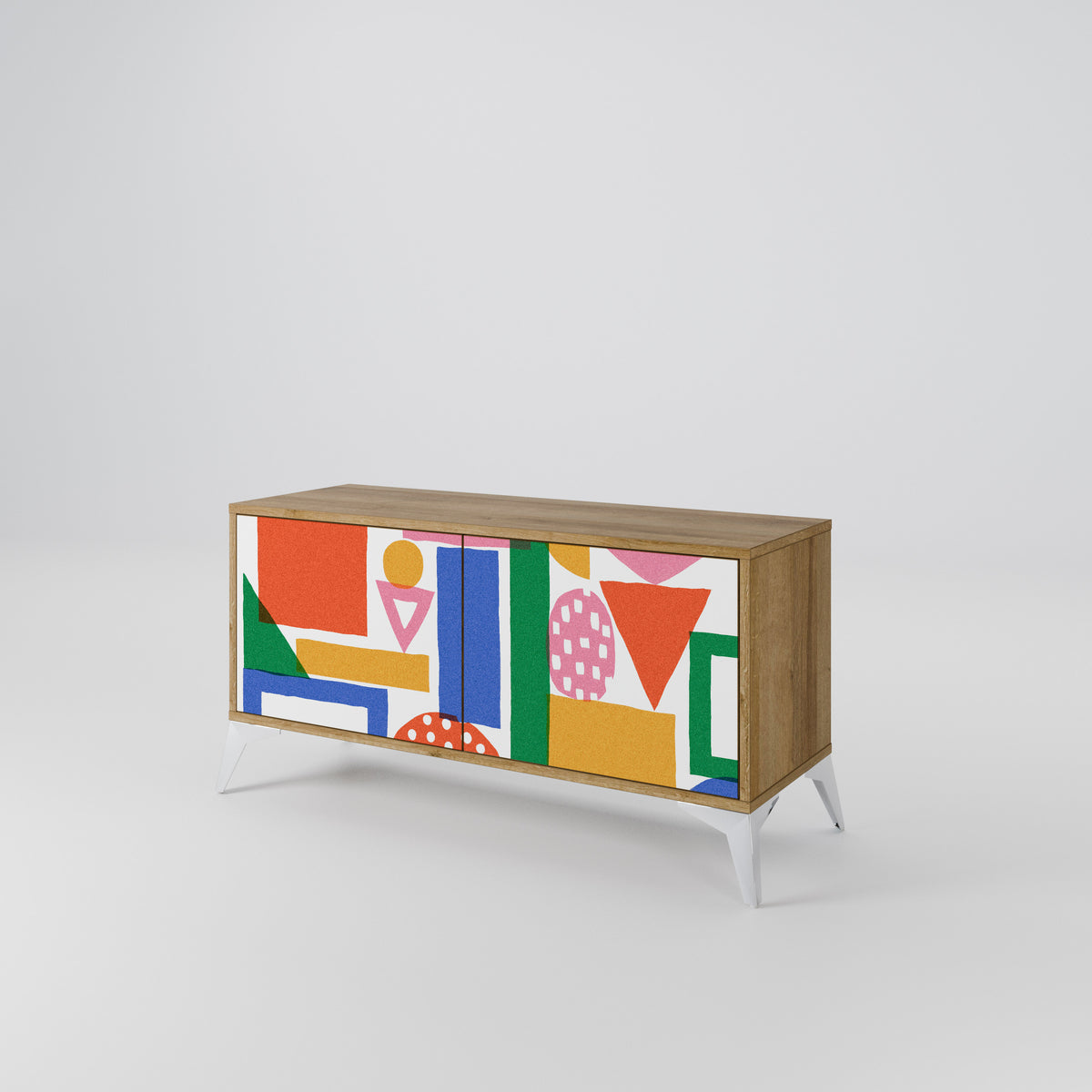GEOMETRIC GLIMMER Kompakt TV-bänk med 2 dörrar