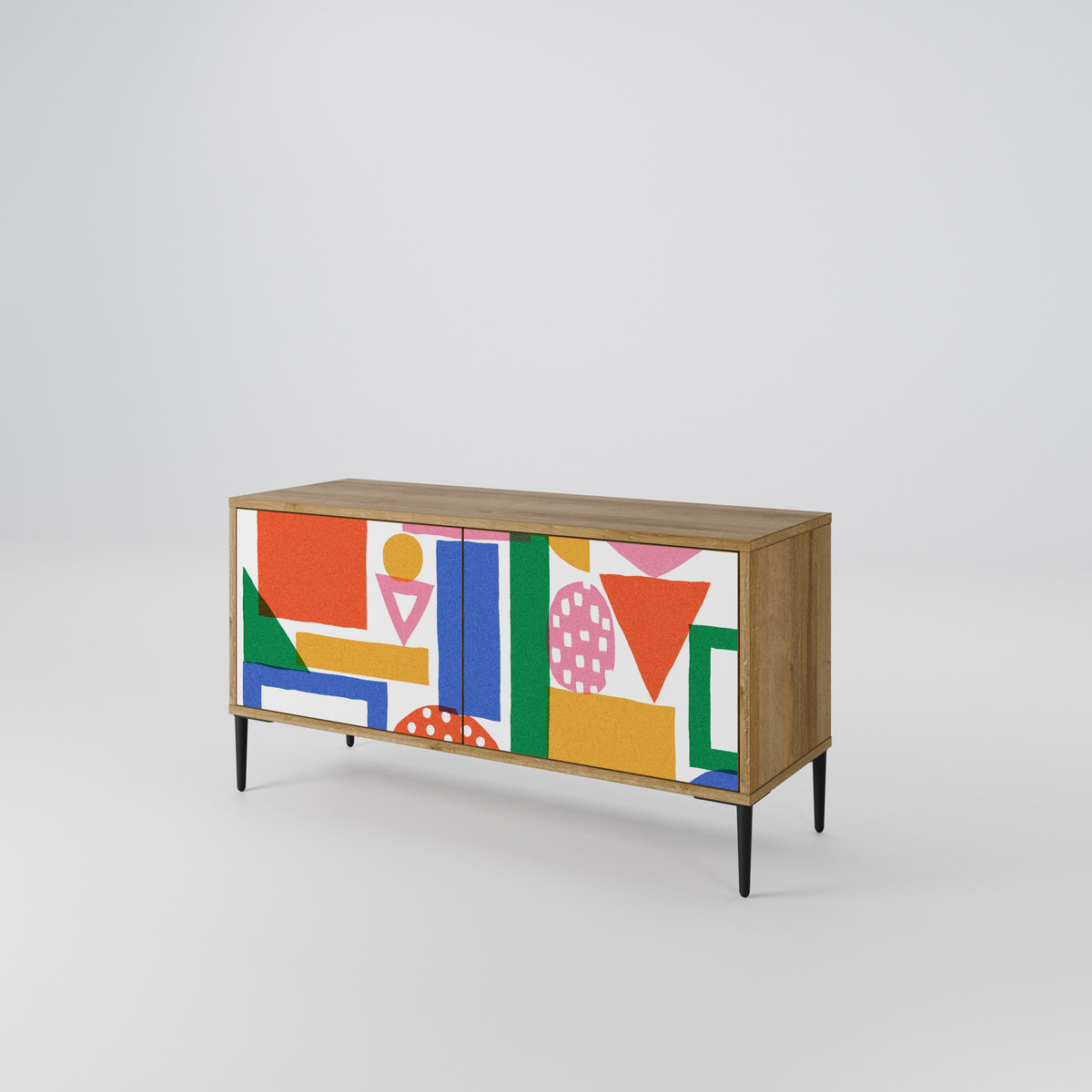 GEOMETRIC GLIMMER Kompakt TV-bänk med 2 dörrar