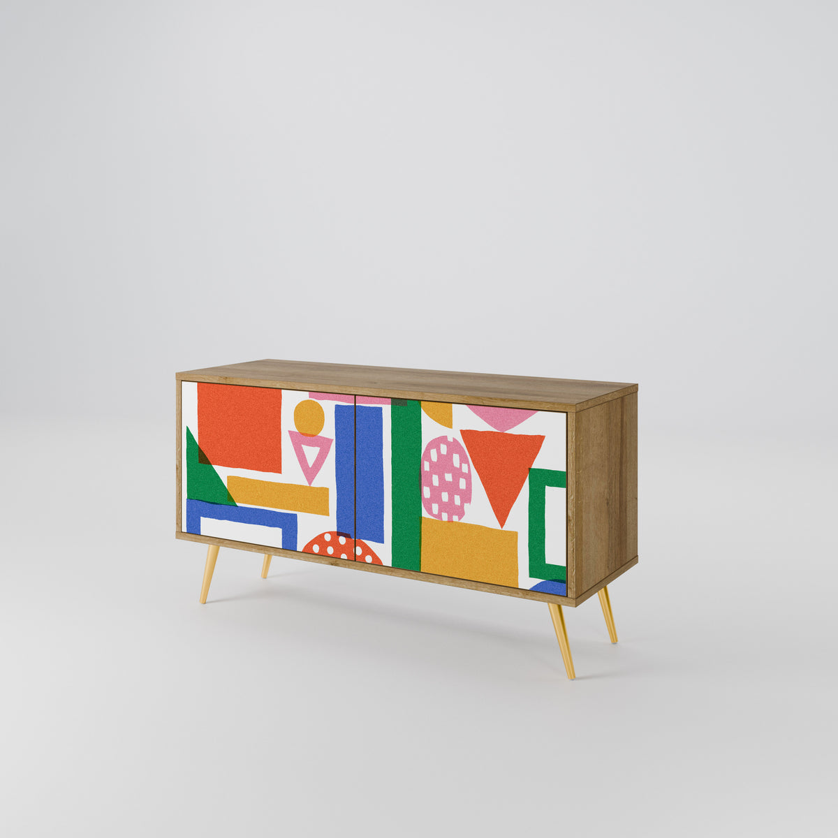 GEOMETRIC GLIMMER Kompakt TV-bänk med 2 dörrar