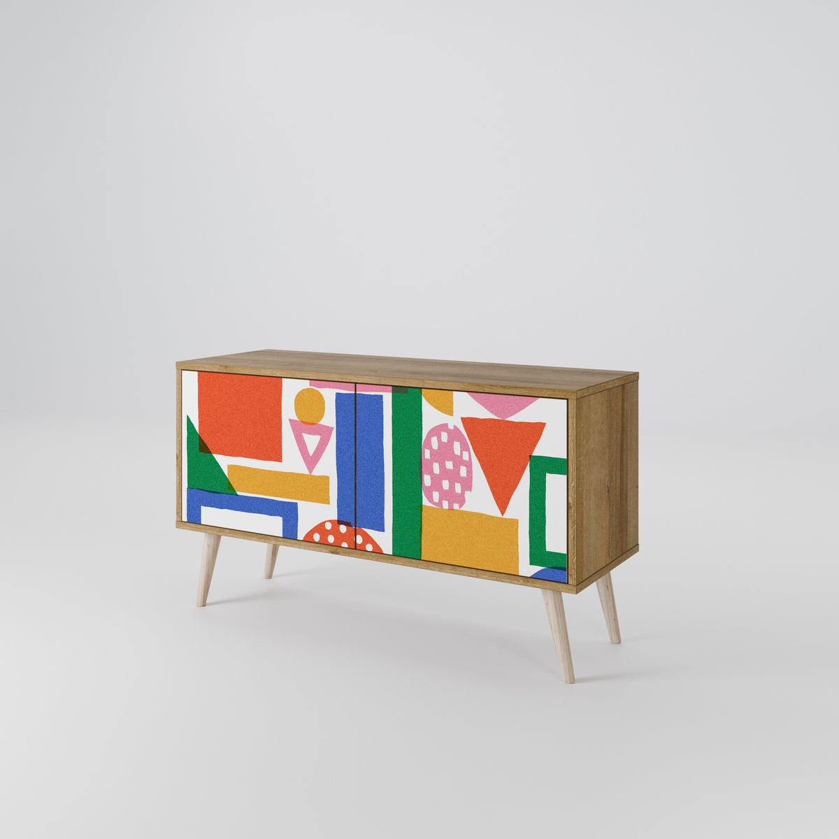 GEOMETRIC GLIMMER Kompakt TV-bänk med 2 dörrar