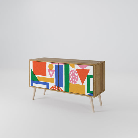 GEOMETRIC GLIMMER Kompakt TV-bänk med 2 dörrar