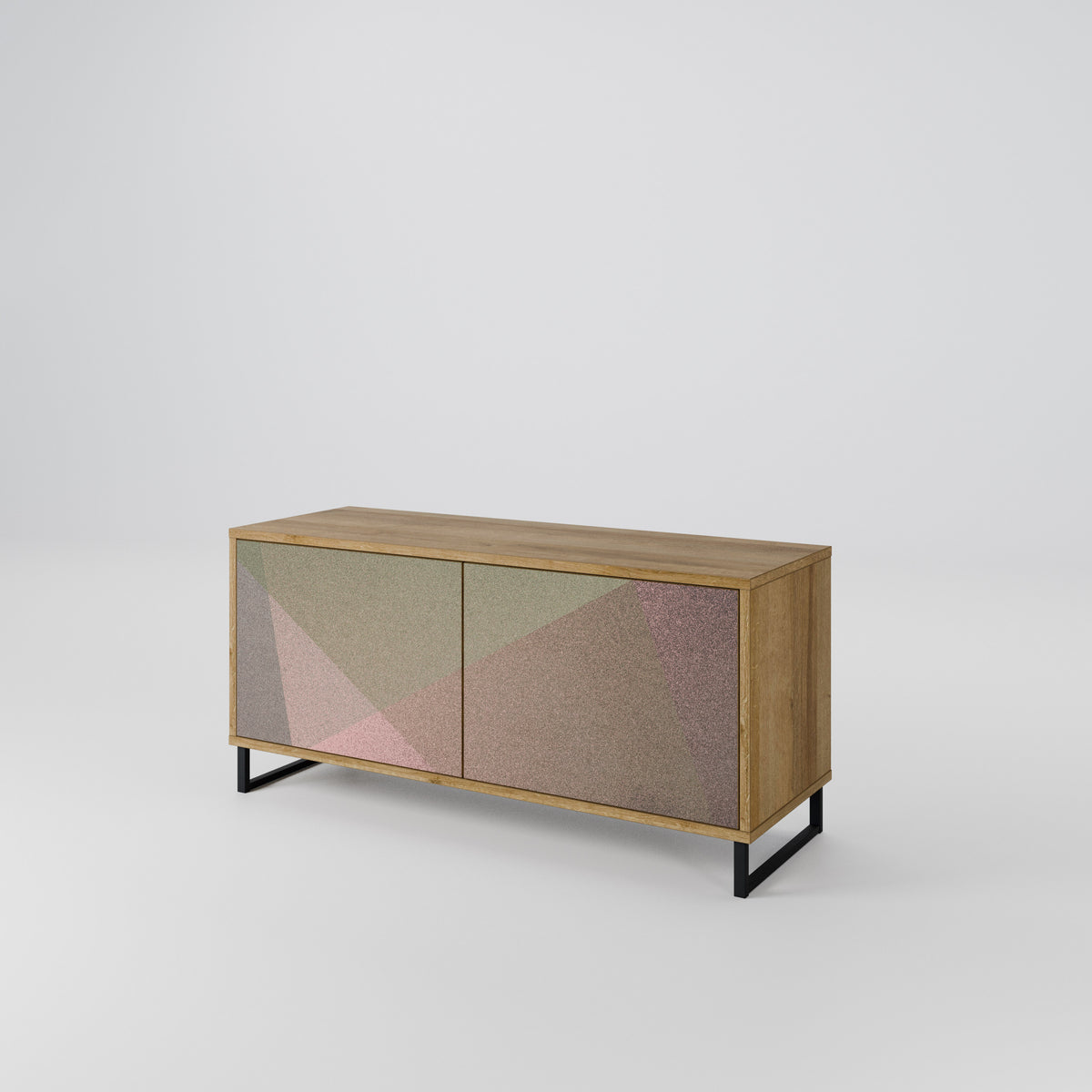BEIGE GEOMETRY Mobile TV Compatto a 2 Ante