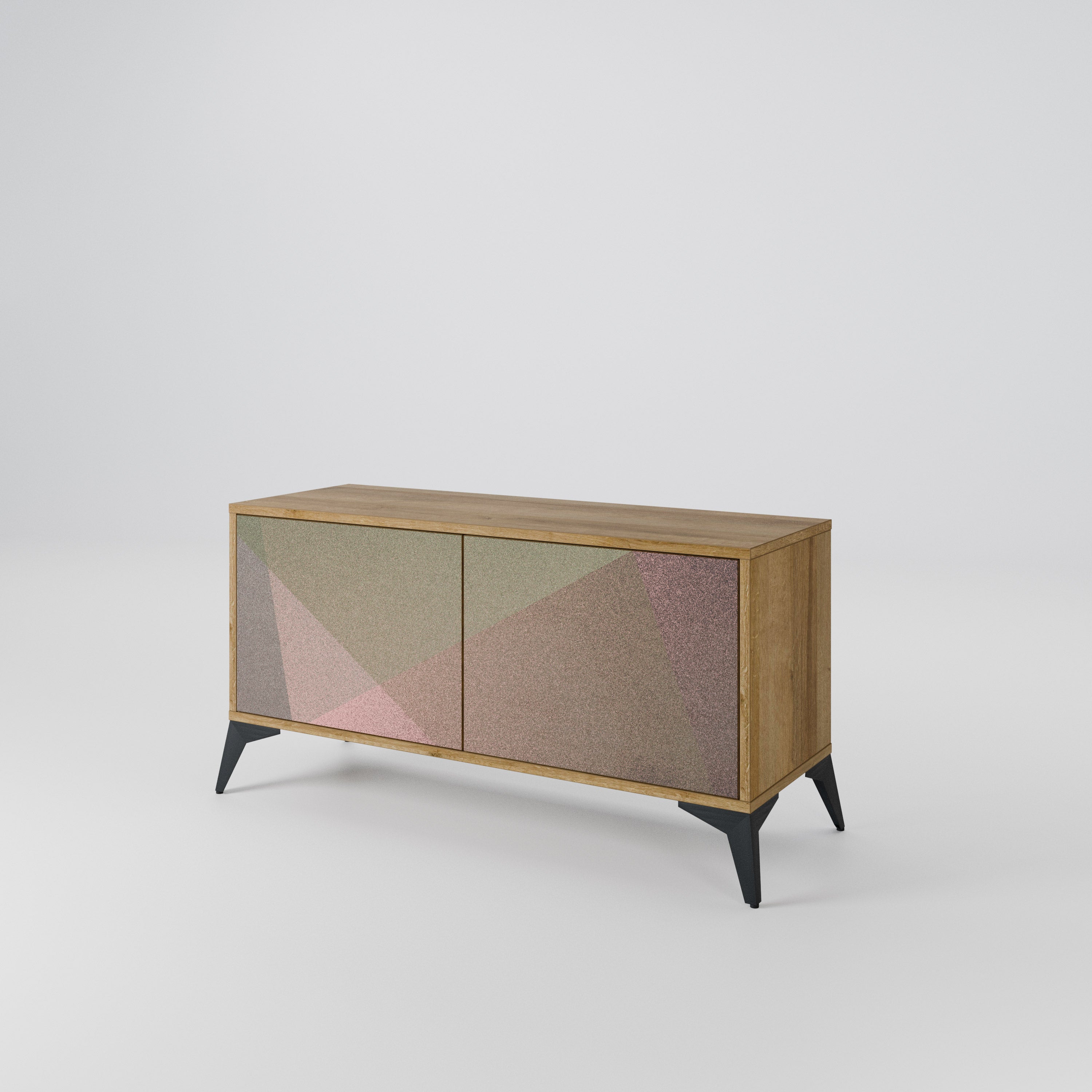 BEIGE GEOMETRY Compact 2-Door TV Cabinet