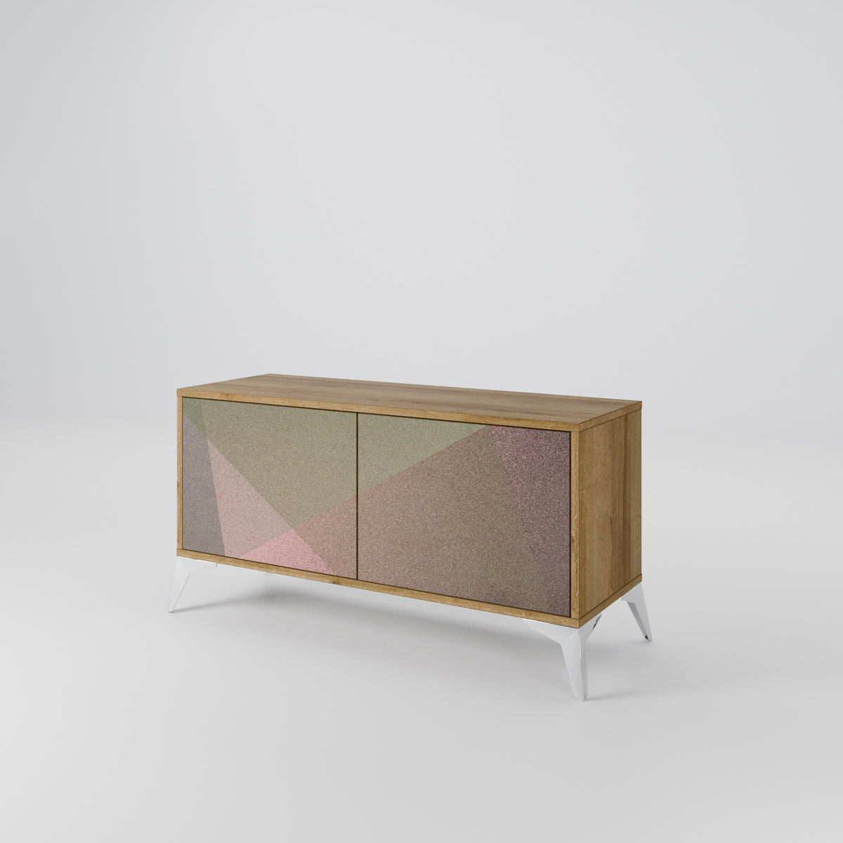 BEIGE GEOMETRY Mobile TV Compatto a 2 Ante