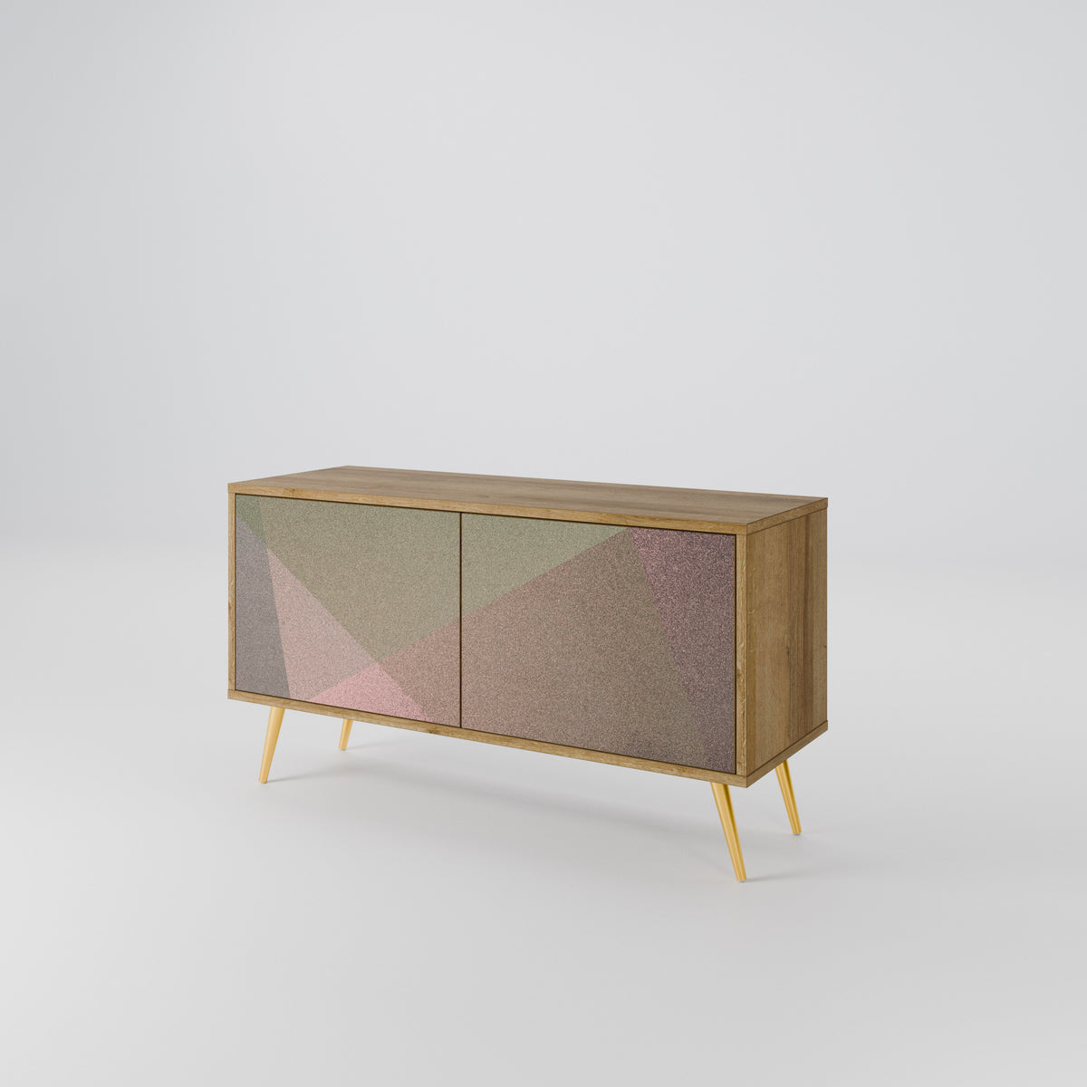 BEIGE GEOMETRY Kompaktní dvoudveřový TV stolek