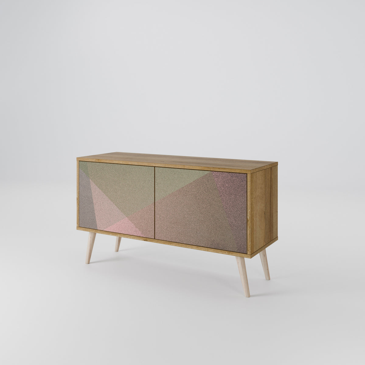 BEIGE GEOMETRY Kompaktní dvoudveřový TV stolek