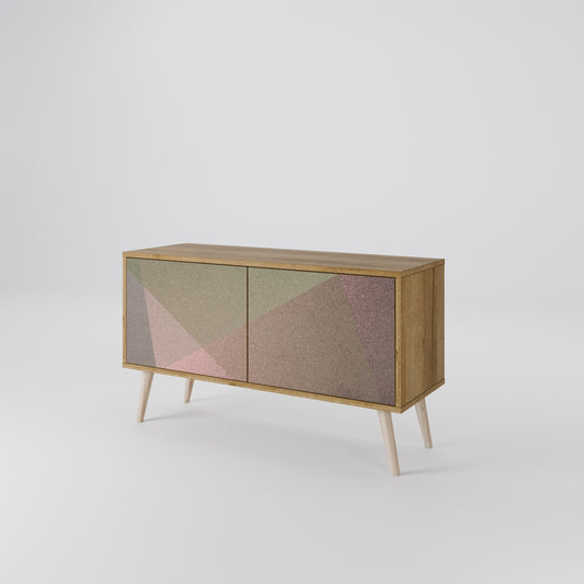 BEIGE GEOMETRY Compact 2-Door TV Cabinet