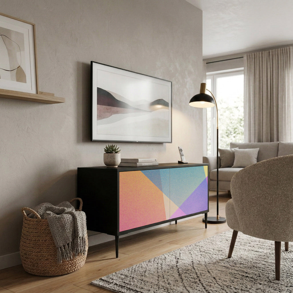 BRIGHT GEOMETRY Mobile TV Compatto a 2 Ante