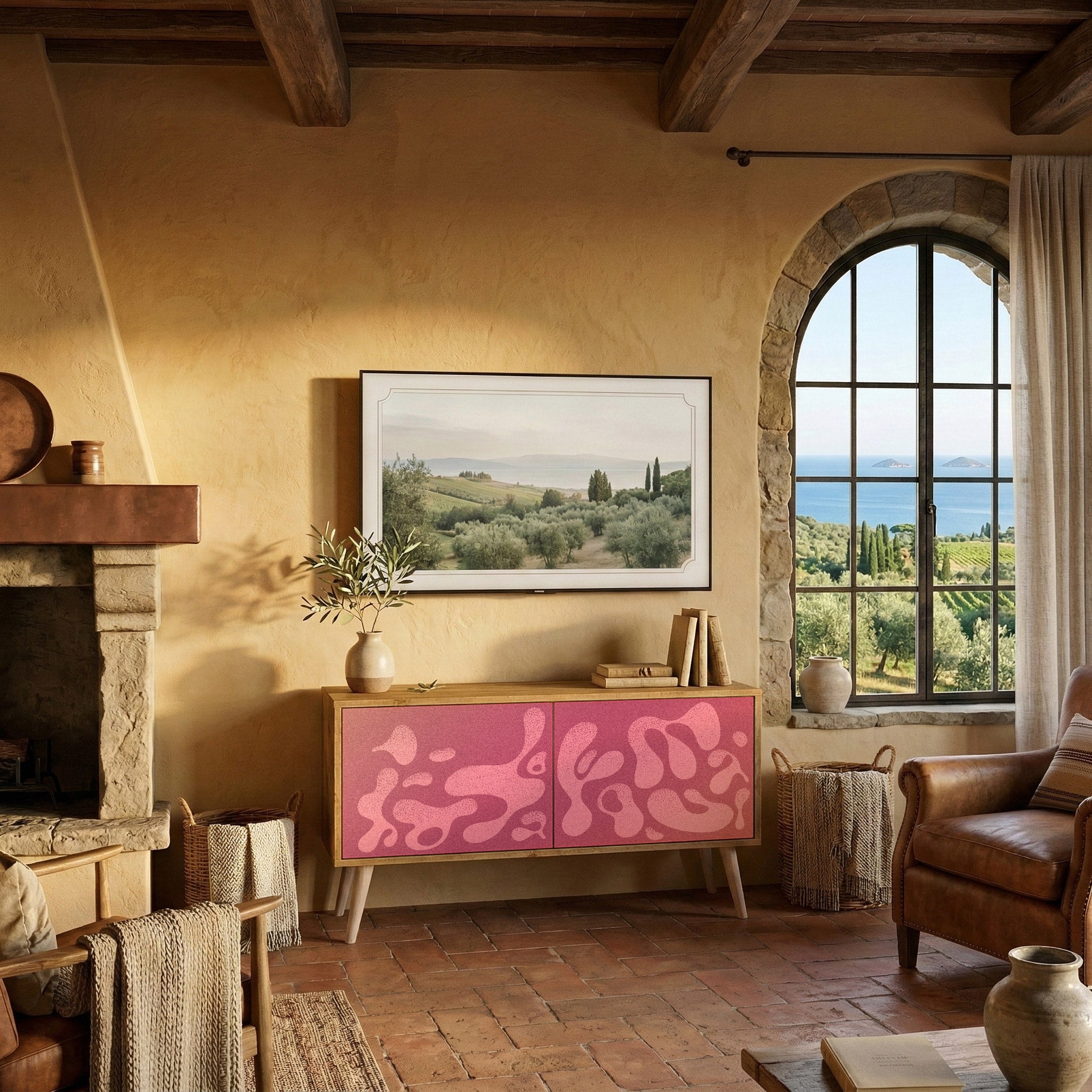 IRREGULAR PINK Compact 2-Door TV Cabinet