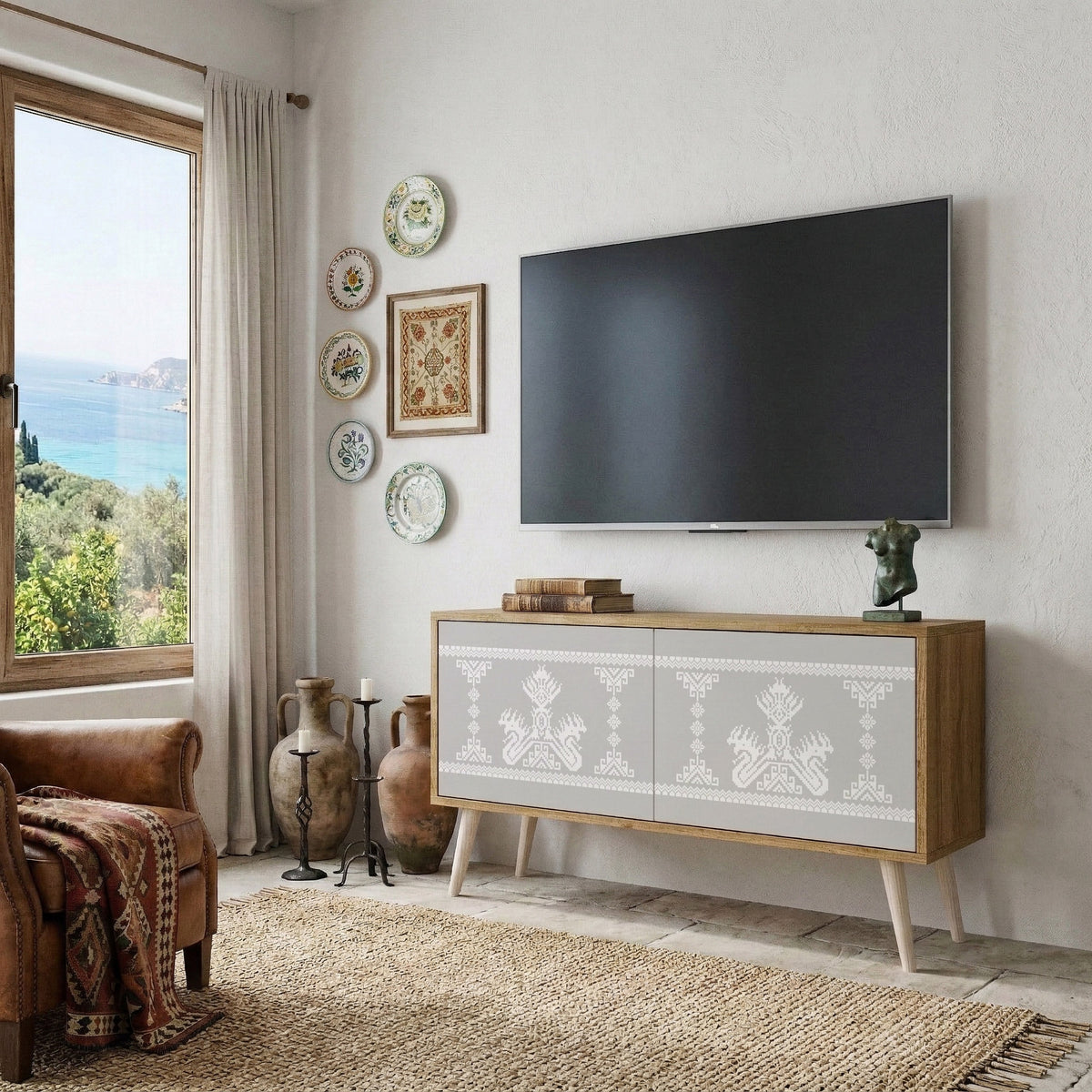 THAI GRAY Compact 2-Door TV Cabinet