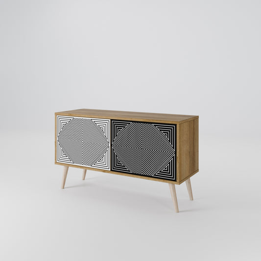 POLYGON ILLUSION Kompakt TV-bänk med 2 dörrar