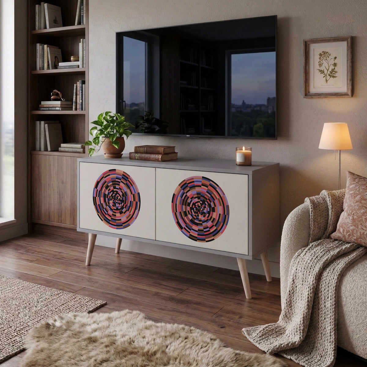 BROWN CIRCLES Kompaktes 2-türiges TV-Lowboard