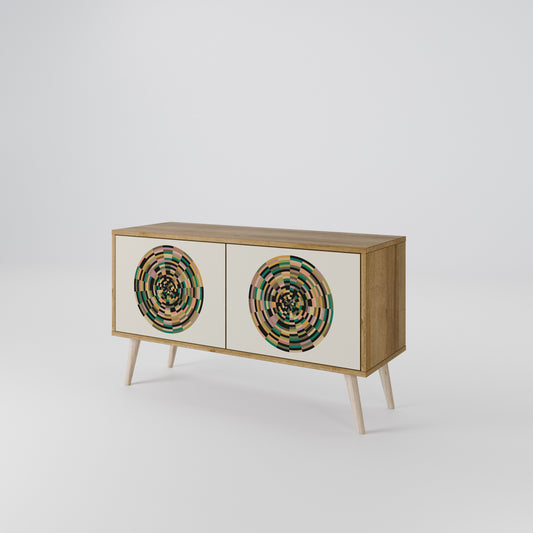 GREEN CIRCLES Kompakt TV-bänk med 2 dörrar