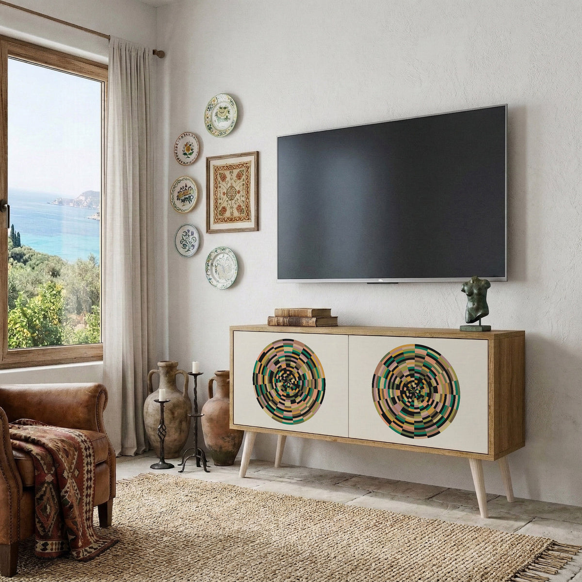 GREEN CIRCLES Mobile TV Compatto a 2 Ante
