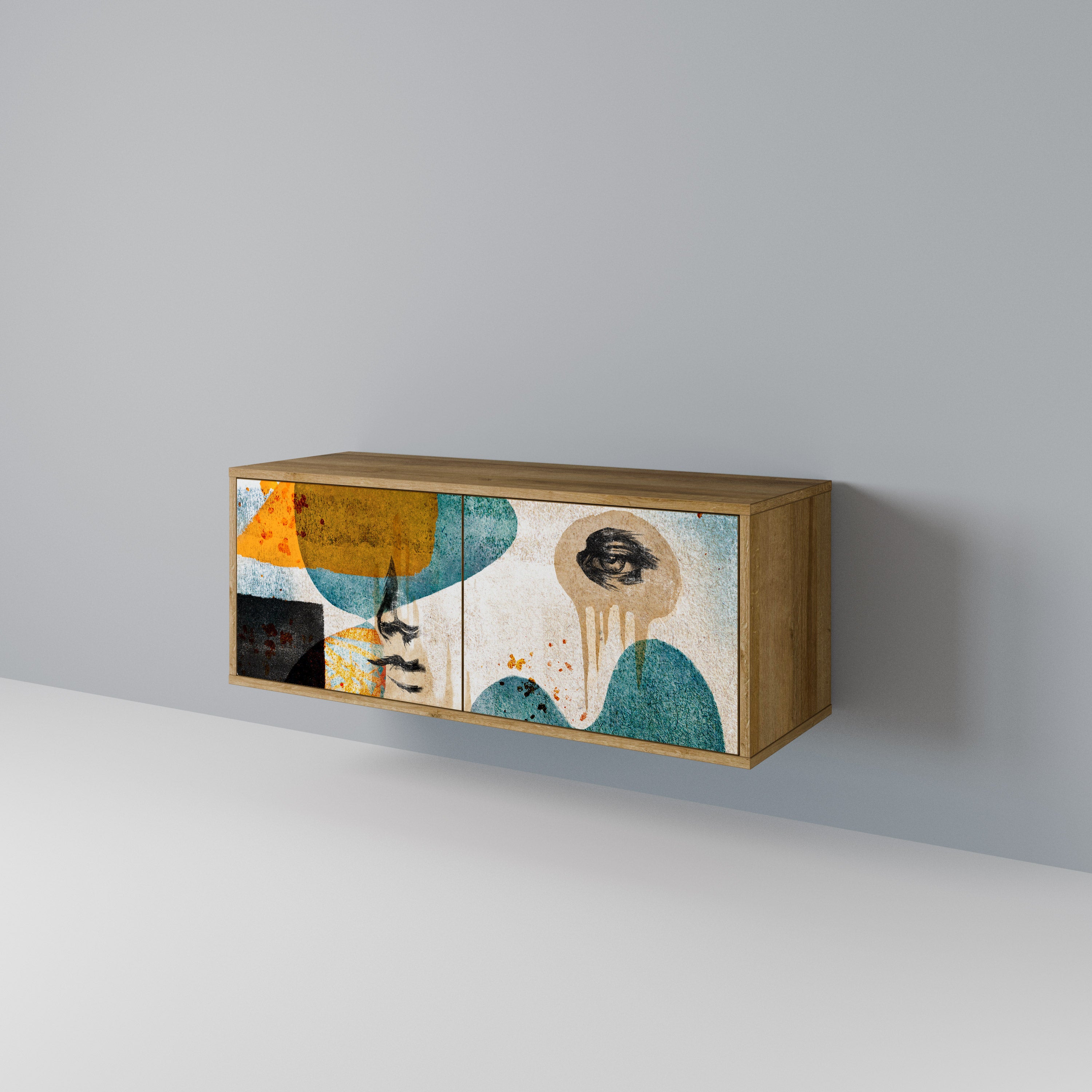 ABSTRACT FACES Compact 2-Door TV Cabinet