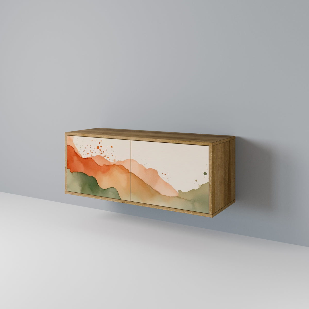 WATERCOLOUR PEAKS Kompaktní dvoudveřový TV stolek