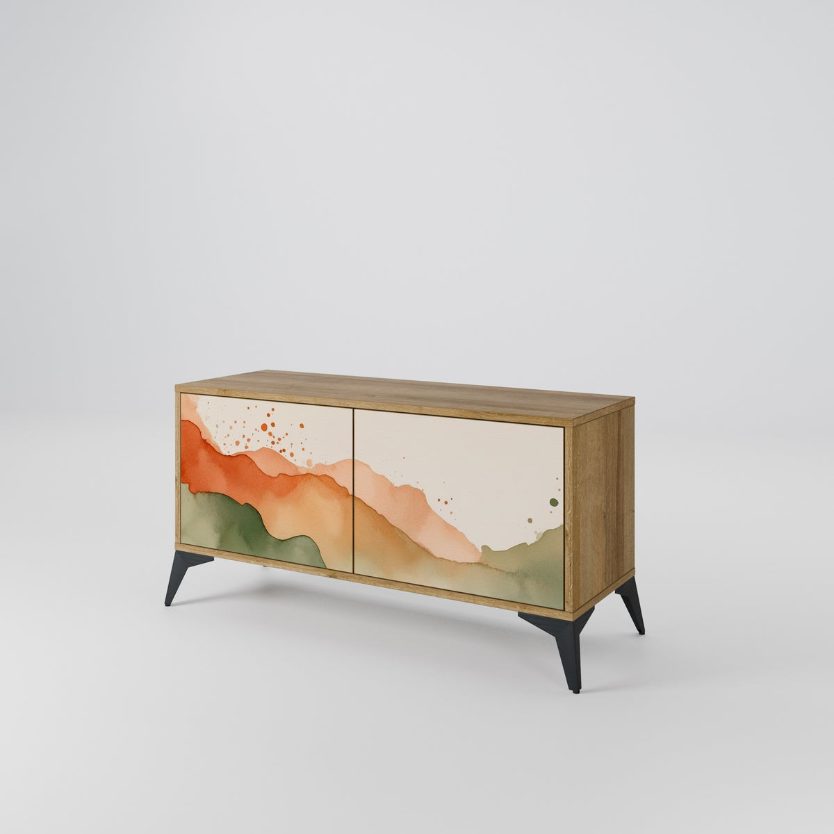 WATERCOLOUR PEAKS Kompaktní dvoudveřový TV stolek