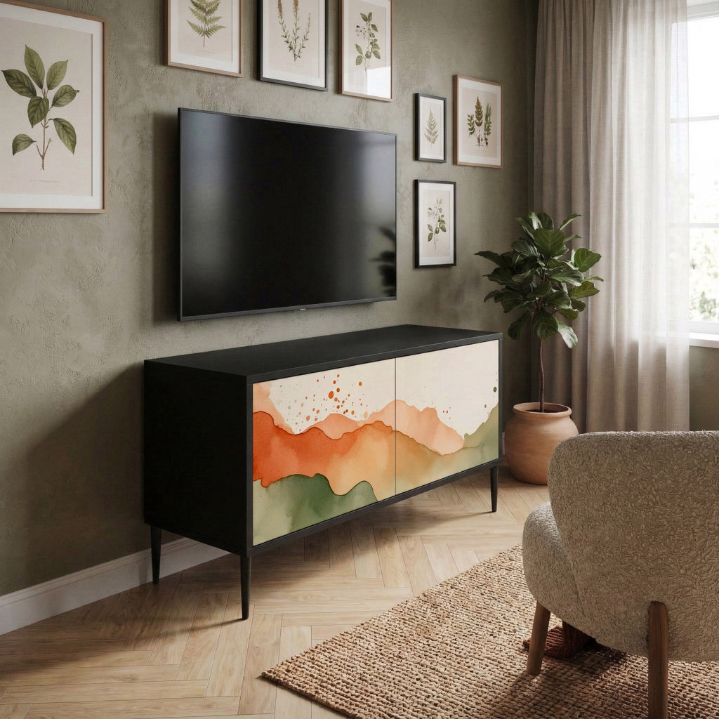 WATERCOLOUR PEAKS Kompaktní dvoudveřový TV stolek