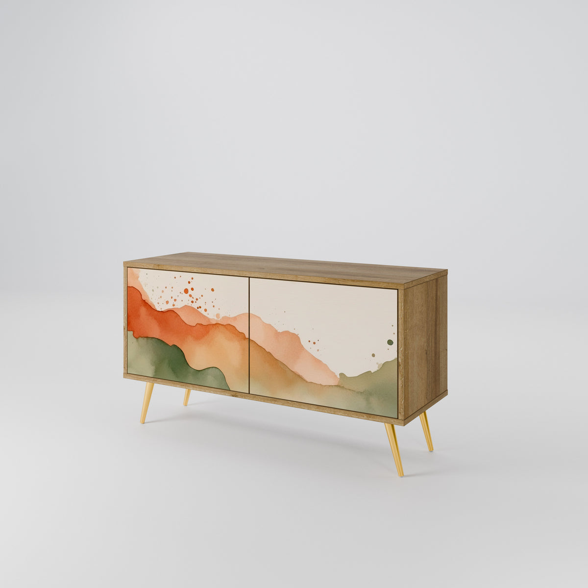 WATERCOLOUR PEAKS Kompaktní dvoudveřový TV stolek