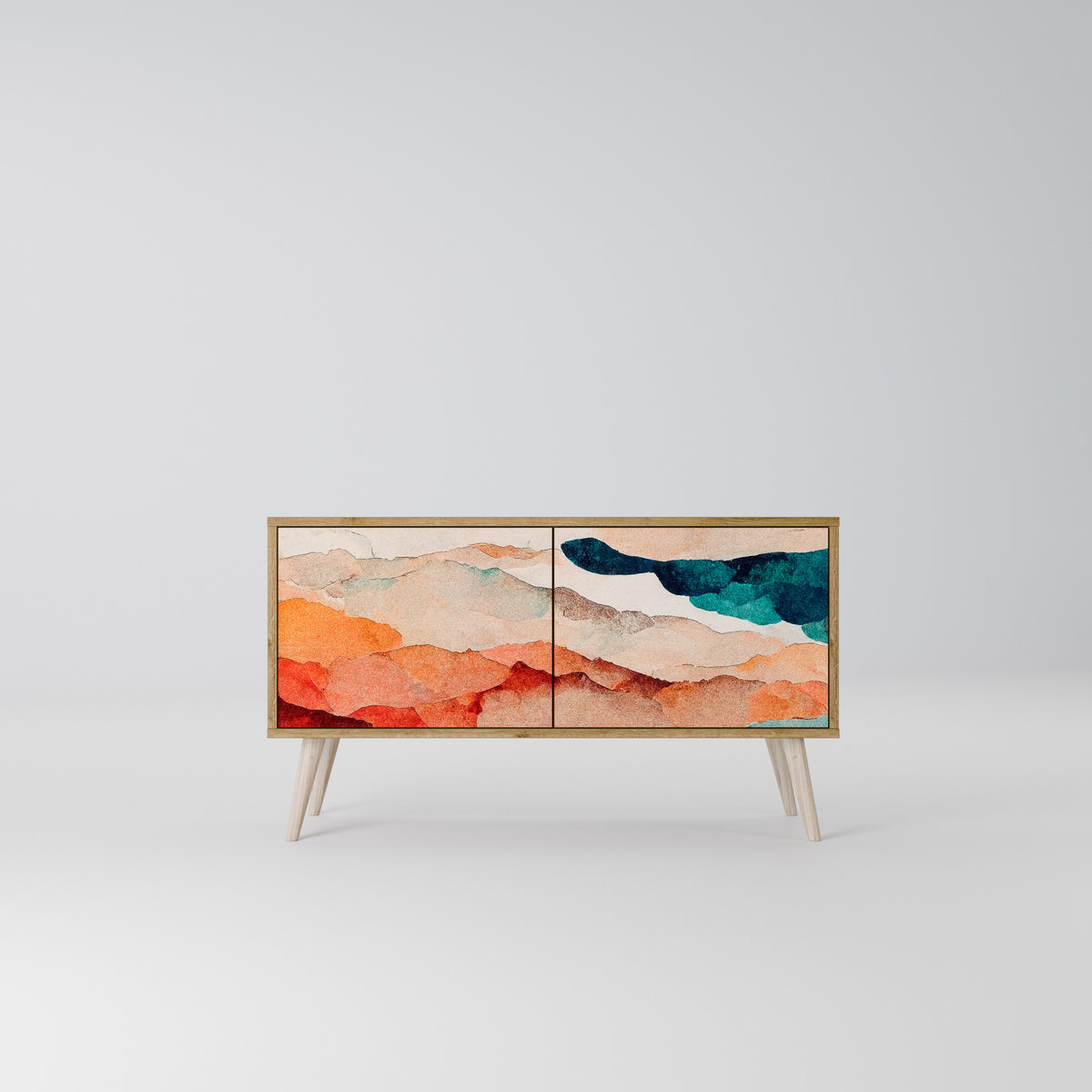 ABSTRACT LANDSCAPE Compact 2-Door TV Cabinet