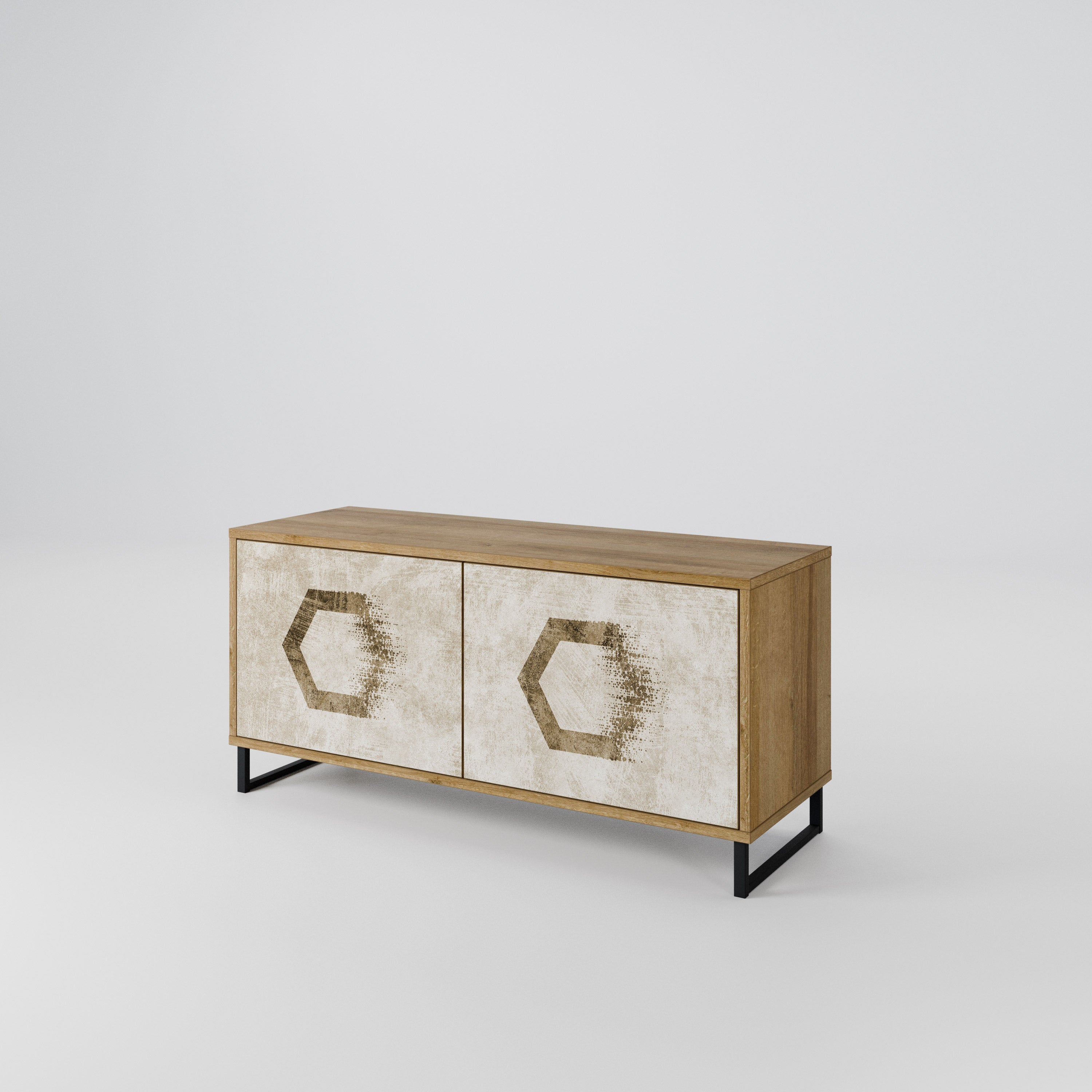 HEXAGONAL SHAPES Compact 2-Door TV Cabinet
