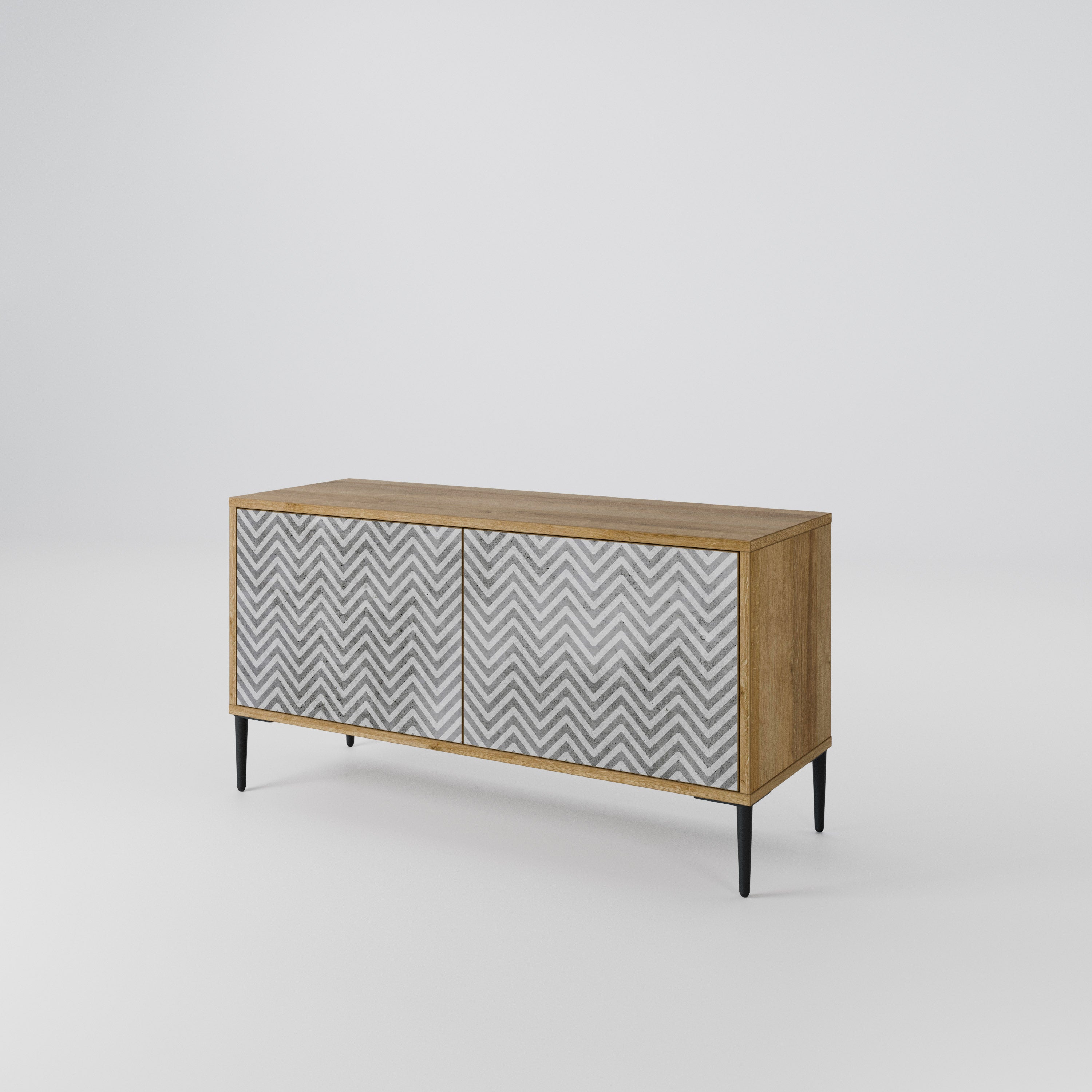 CONCRETE ZIG ZAG Compact 2-Door TV Cabinet